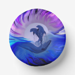 Dolphins in the Moonlight Paper Plate