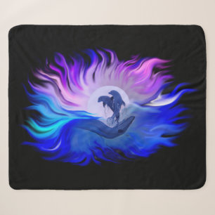 Dolphins in the Moonlight Sherpa Blanket