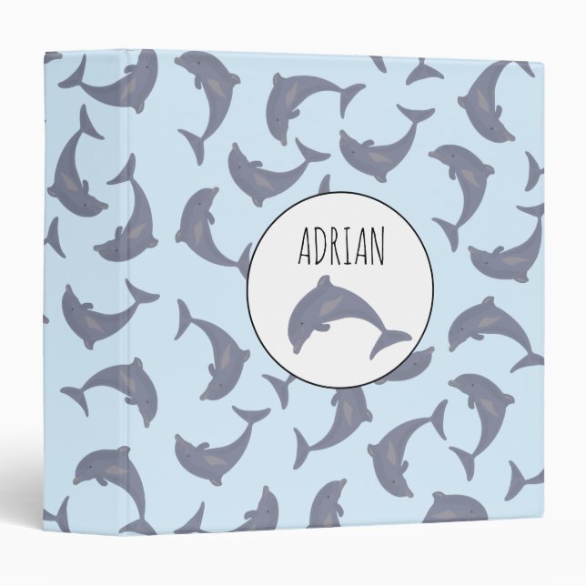 Dolphins in the Sea Pattern Binder (Front/Spine)