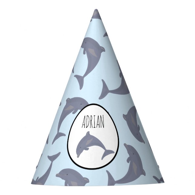 Dolphins in the Sea Pattern Birthday Party Party Hat (Front)