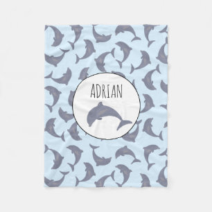 Dolphins in the Sea Pattern Fleece Blanket