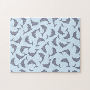 Dolphins in the Sea Pattern Jigsaw Puzzle