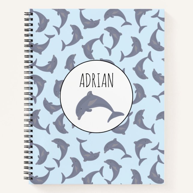 Dolphins in the Sea Pattern Notebook (Front)