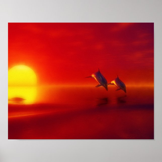dolphins in the sunset poster (Front)