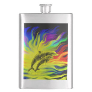 Dolphins in the Sunshine Hip Flask