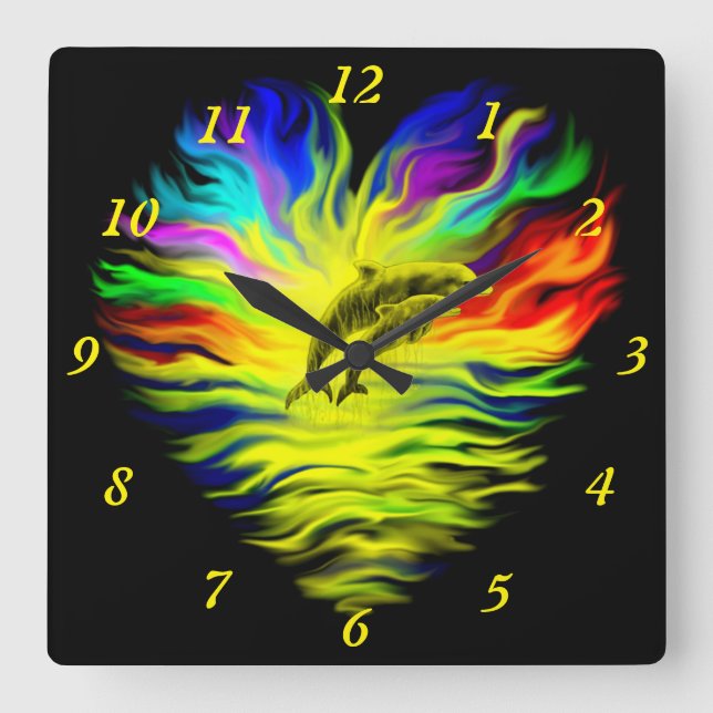 Dolphins in the Sunshine Square Wall Clock (Front)