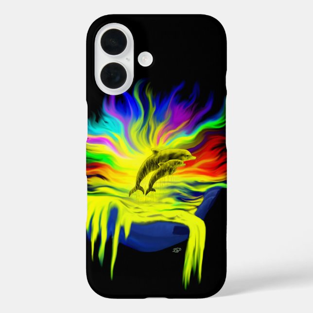 Dolphins in the Sunshine with Hand Case-Mate iPhone Case (Back)