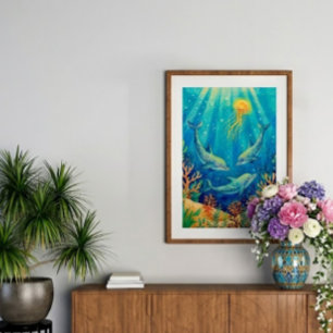 Dolphins & Jellyfish - Undersea Coastal Marine Jigsaw Puzzle
