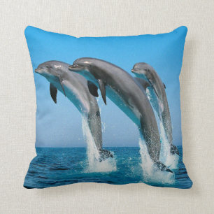 DOLPHINS JUMPING OUT OF THE WATER PILLOW CUSHION