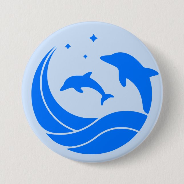 Dolphins Jumping Waves 3 Inch Round Button (Front)