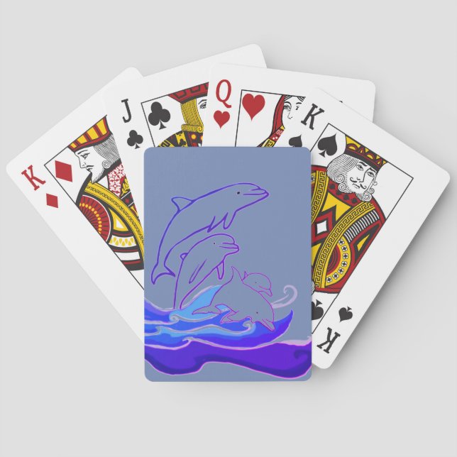 Dolphins jumping waves Classic Playing Cards (Back)