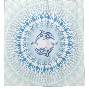 Dolphins Mandala Blue White Nautical
