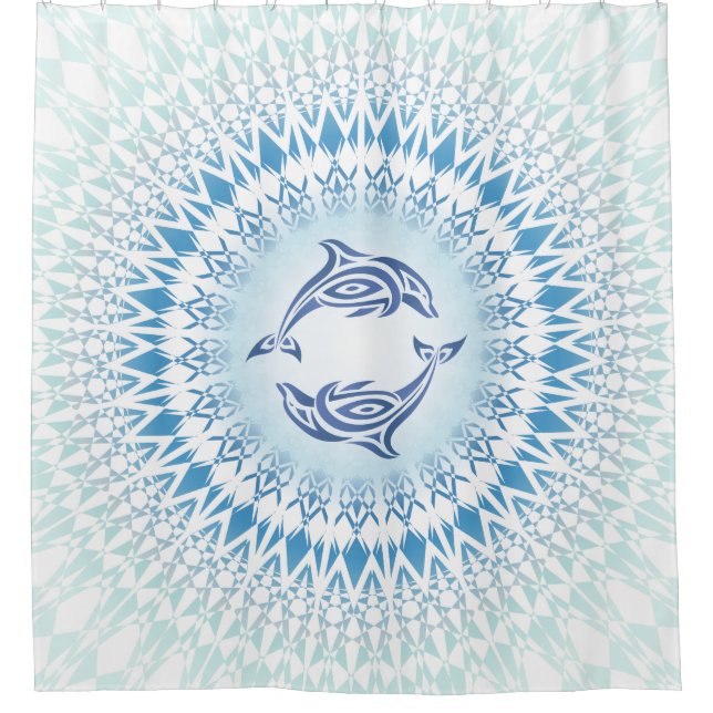 Dolphins Mandala Blue White Nautical (Front)