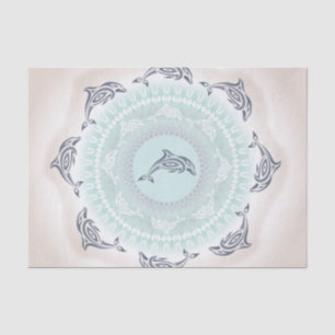 Dolphins Mandala Pale Blue Taupe Tissue Paper