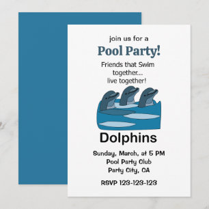 Dolphins Marine Mammal Friendship Pool Party Invitation