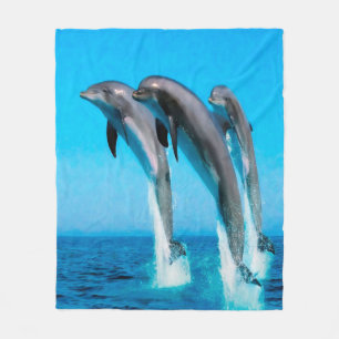Dolphins Nautical Ocean Fleece Blanket