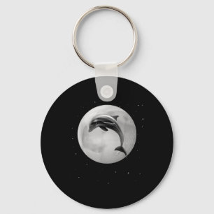 Dolphins, Ocean Moon Stars, Environmental Protecti Keychain