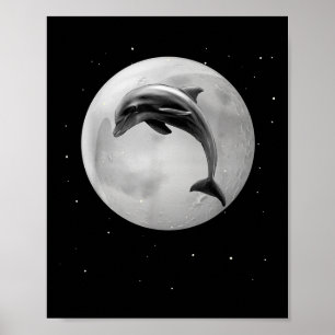 Dolphins, Ocean Moon Stars, Environmental Protecti Poster