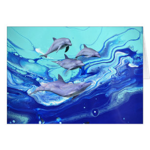Dolphins Ocean Water Abstract Colourful Fluid Art