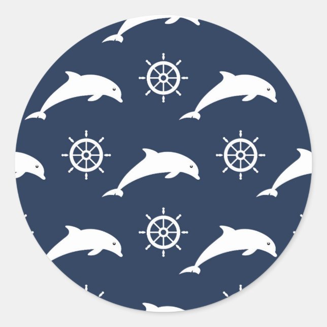 Dolphins On Parade Pattern Classic Round Sticker (Front)
