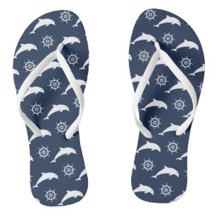 Dolphins On Parade Pattern Flip Flops