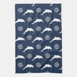 Dolphins On Parade Pattern Kitchen Towel