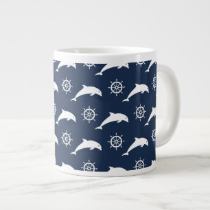 Dolphins On Parade Pattern Large Coffee Mug