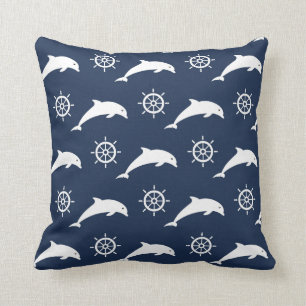 Dolphins On Parade Pattern Throw Pillow
