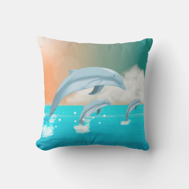 Dolphins Outdoor Pillow (Front)