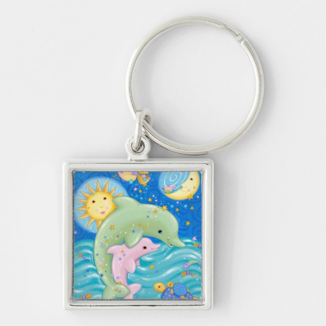 Dolphins Play Keychain (Front)