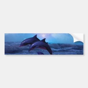 Dolphins playing in the ocean bumper sticker