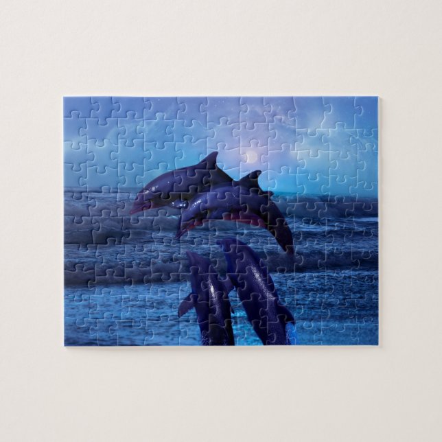 Dolphins playing in the ocean jigsaw puzzle (Horizontal)
