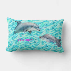 dolphins playing lumbar pillow