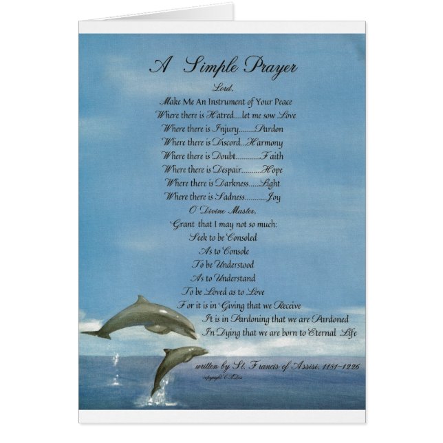 dolphins=pope francis=st. francis SIMPLE PRAYER (Front)