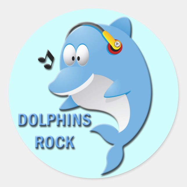 DOLPHINS ROCK CLASSIC ROUND STICKER (Front)