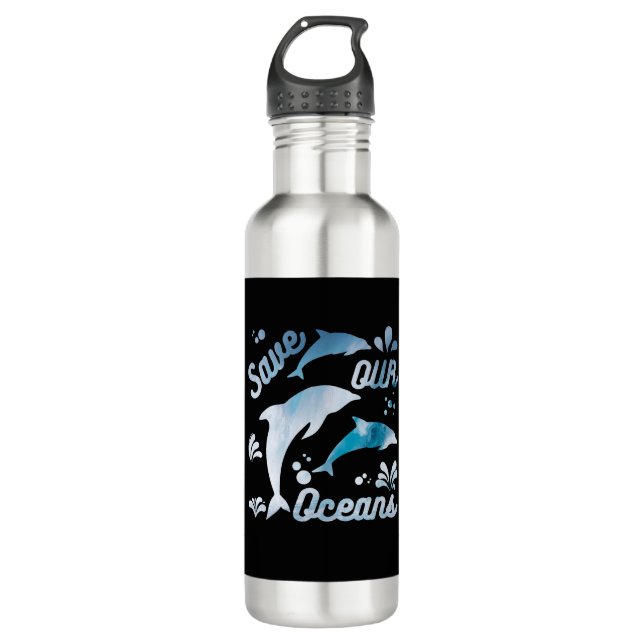 Dolphins / Save Our Oceans 710 Ml Water Bottle (Front)