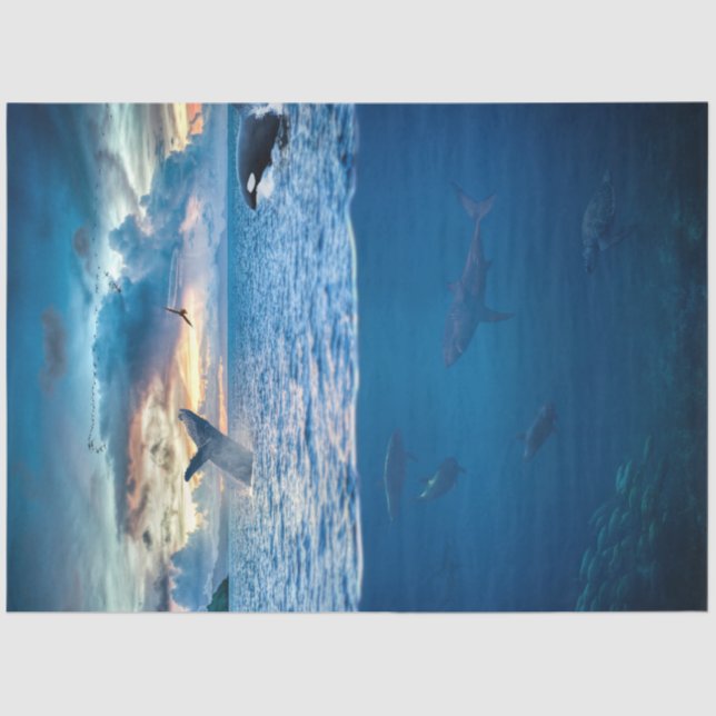 Dolphins Sea Ocean Decoupage Tissue Paper (Front)