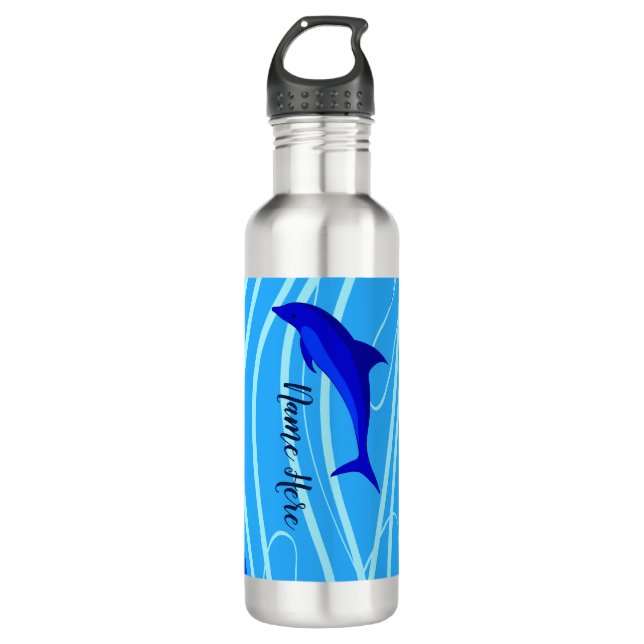 Dolphins & Sun Personalize Add Your Name or Text 710 Ml Water Bottle (Front)