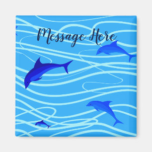Dolphins & Sun Personalize Add Your Name or Text Magnet