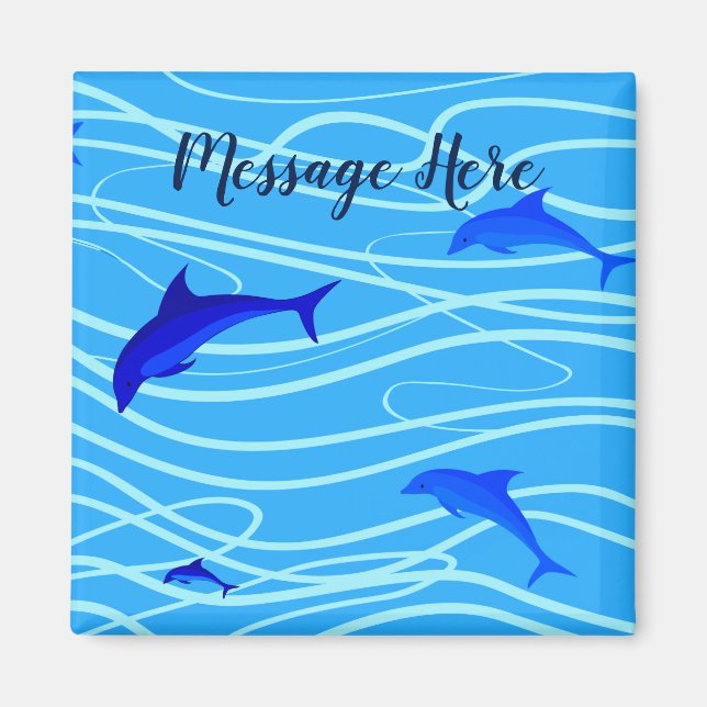 Dolphins & Sun Personalize Add Your Name or Text Magnet (Front)