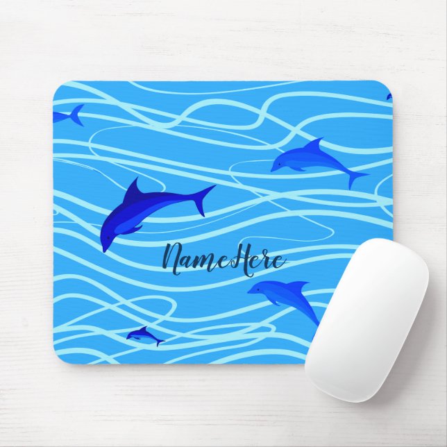 Dolphins Swimming Personalize Add Your Name or Tex Mouse Pad (With Mouse)