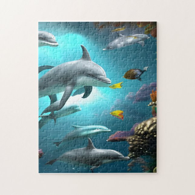 Dolphins Swimming Underwater  Jigsaw Puzzle (Vertical)
