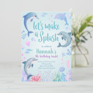 Dolphins Under The Sea Birthday Invitation