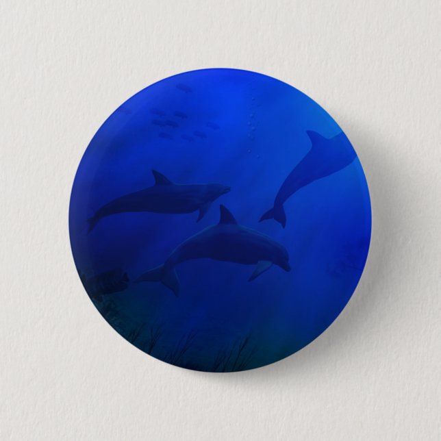 DOLPHINS UNDERWATER 2 INCH ROUND BUTTON (Front)