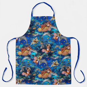Dolphins Underwater Ocean Coral Reef Apron
