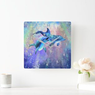 Dolphins Wall Clock Happy Couple