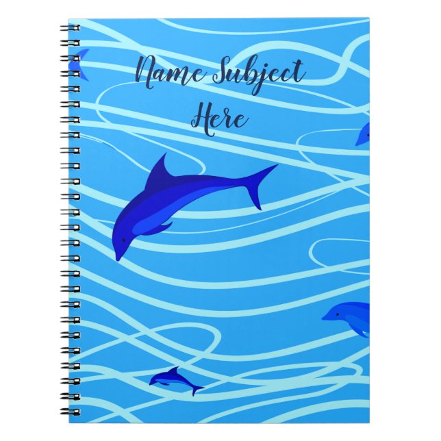 Dolphins & Water Personalize Add Your Name or Text Notebook (Front)