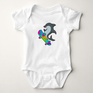 Dolpin as Skater with Skateboard Baby Bodysuit