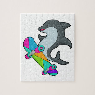 Dolpin as Skater with Skateboard Jigsaw Puzzle