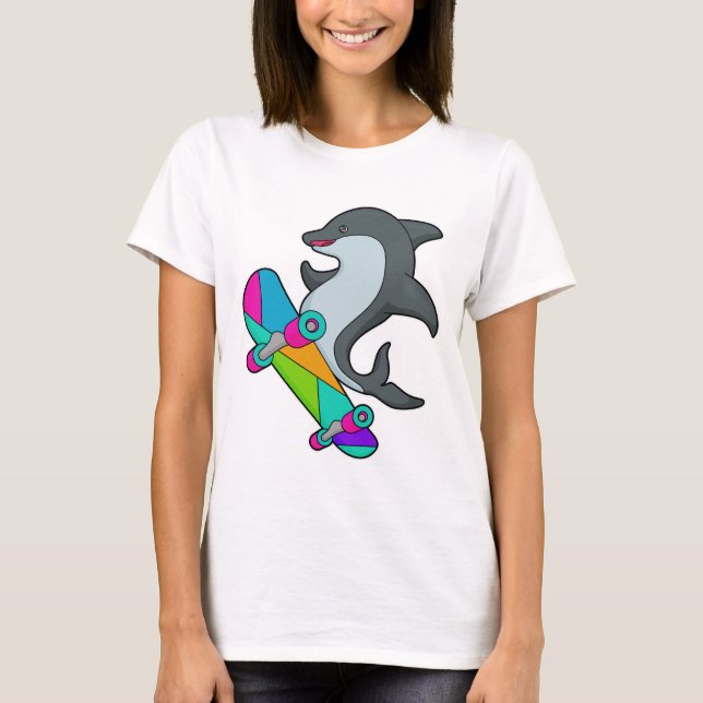 Dolpin as Skater with Skateboard T-Shirt (Front)